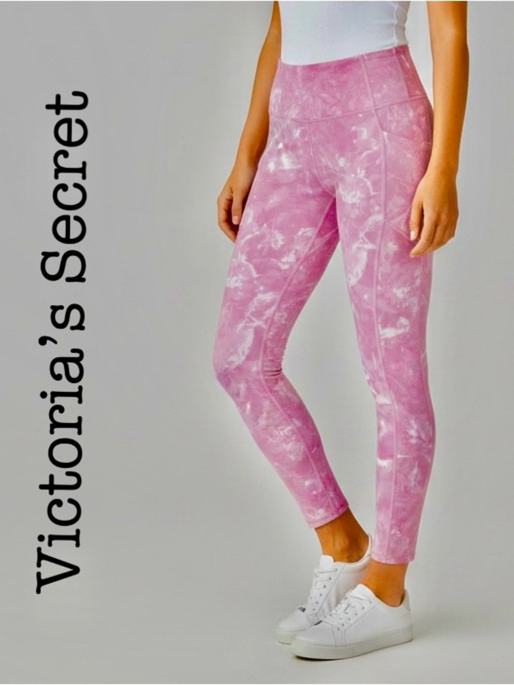 New Victoria's Secret Pink Marble Tie-Dye Leggings Size 10 - Picture 1 of 11